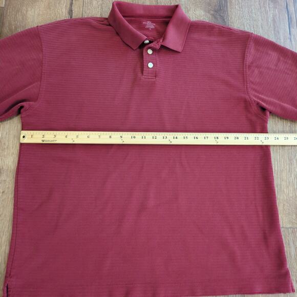 Dockers Men's Large Polo Shirt Golf Tennis Retro Grandpa Striped Textured Red - Picture 5 of 6